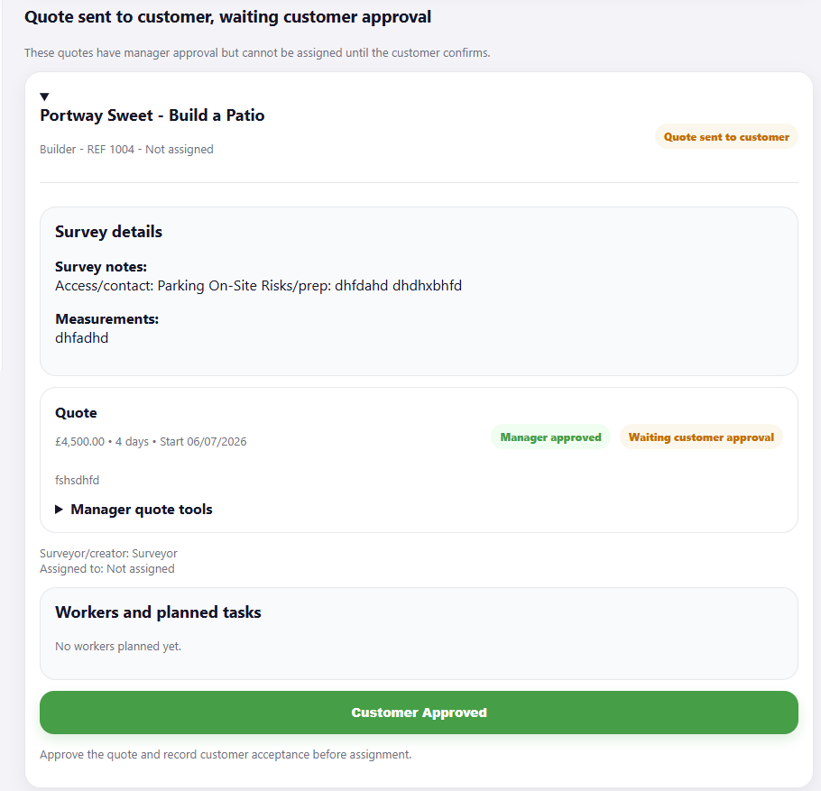 Manager Customer to Approve