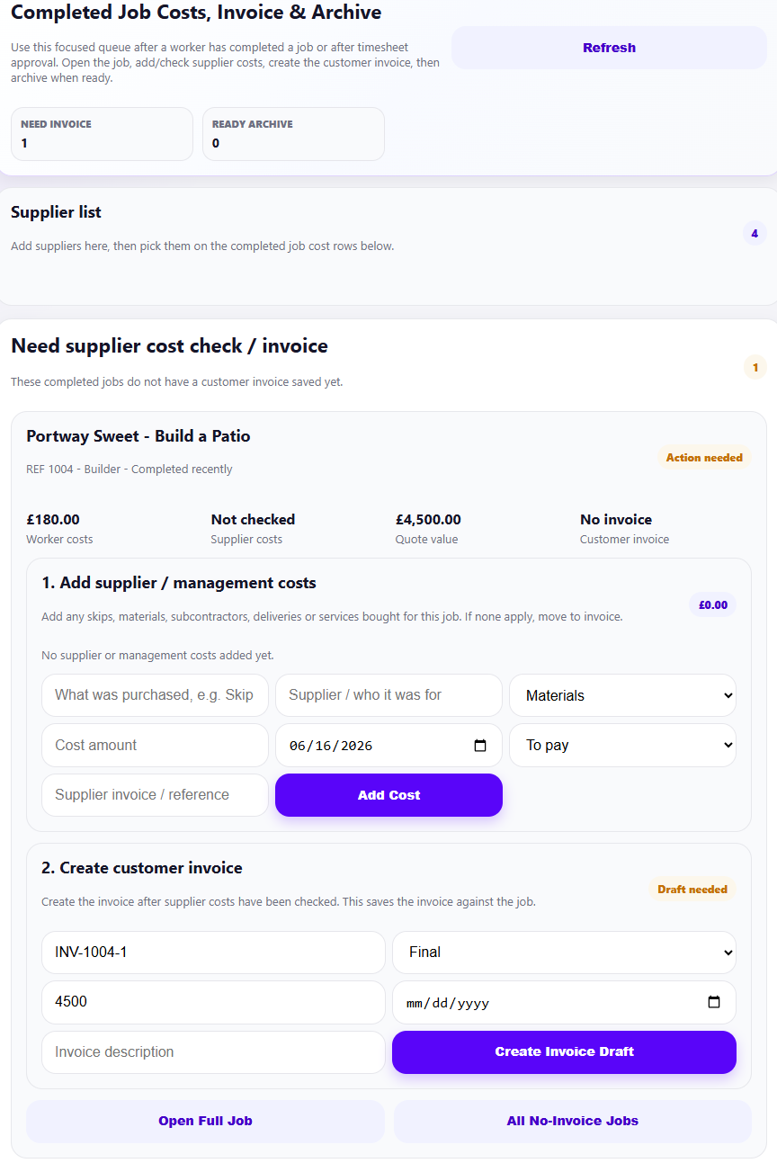 Manager Suppliers Invoice with CIS