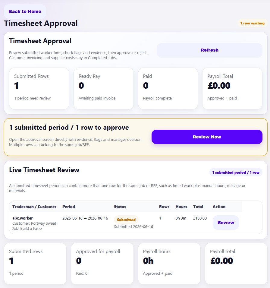 Timesheet approve or Reject