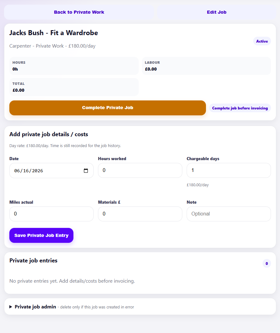 Working on Private Job